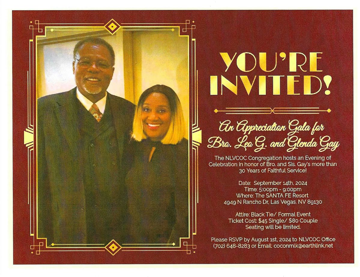 Bro. Leo G. and Sis. Glenda Gay's 30+ Years of Faithful Service Gala Event