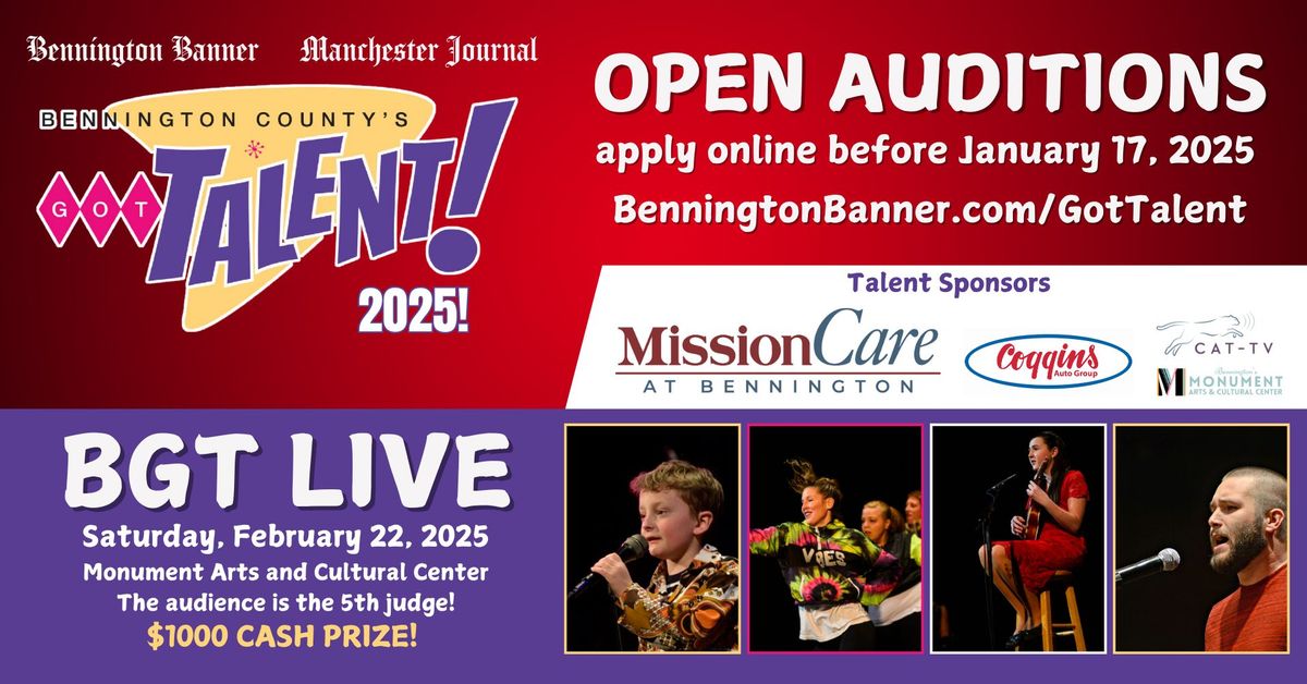 Audition Now! Bennington County's Got Talent 2025