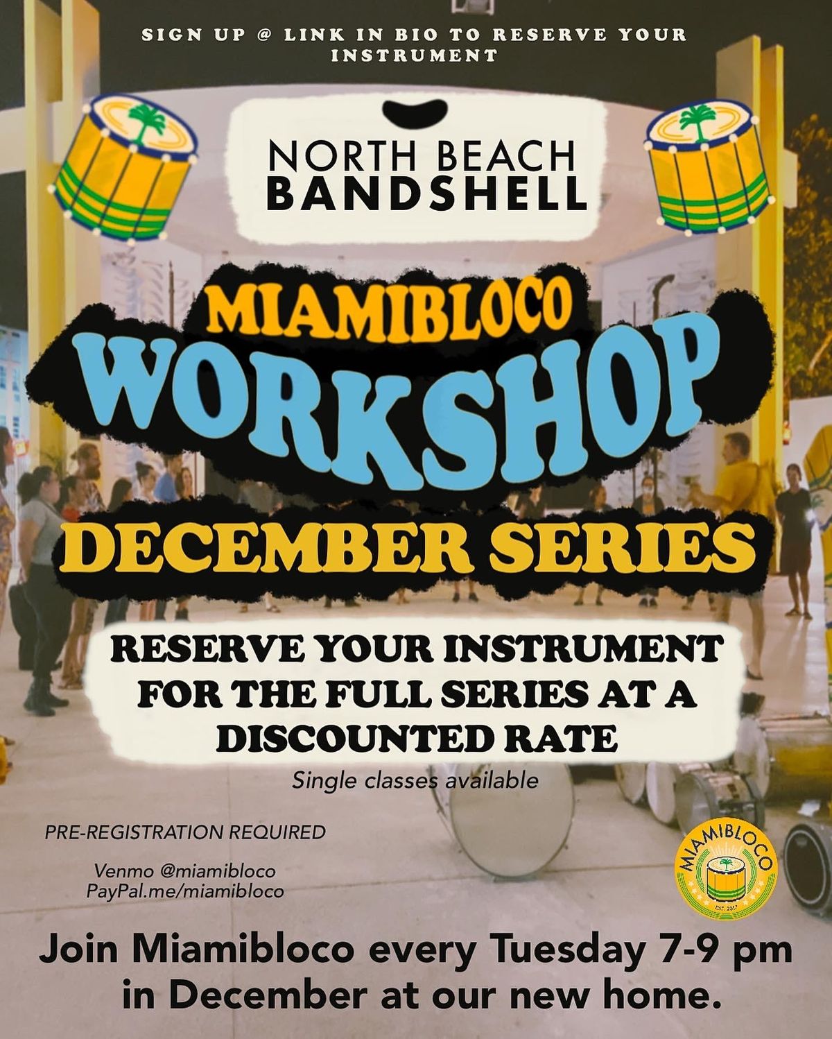 Miamibloco Open Samba Percussion Workshop - North Beach Bandshell