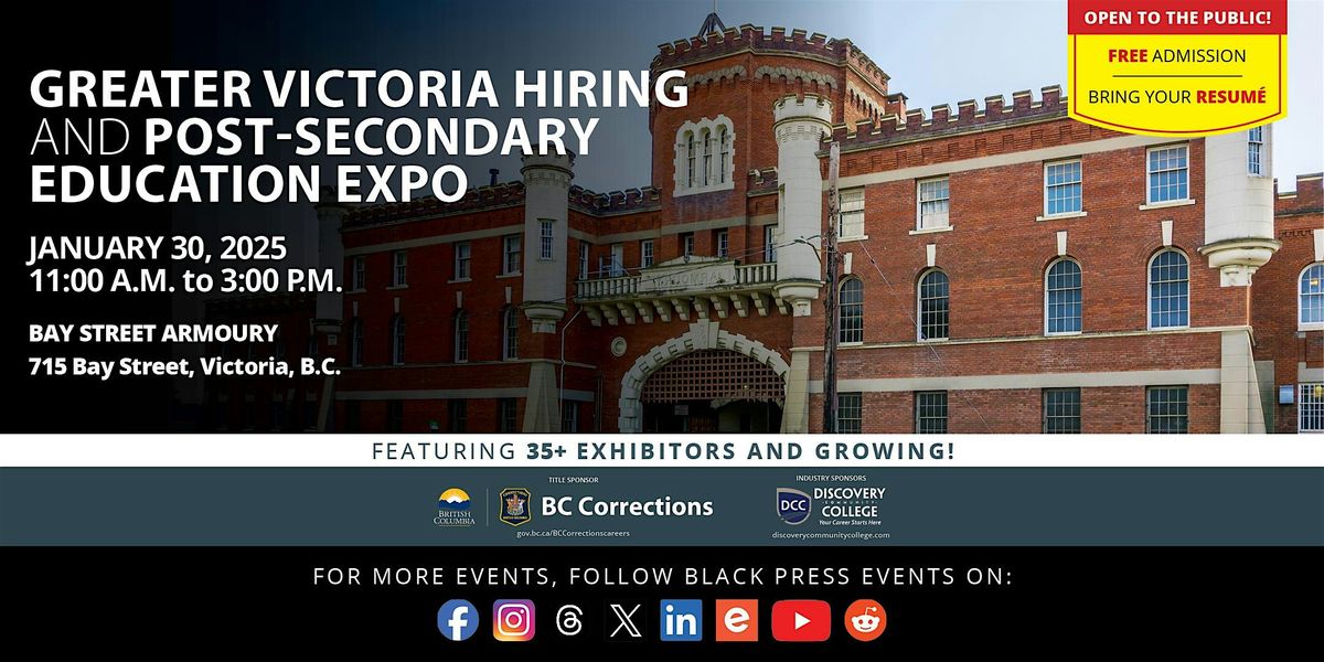 FREE Greater Victoria Hiring  and Post-Secondary Education Expo 2025