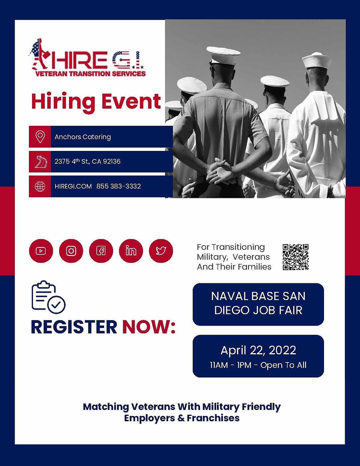 Naval Base San Diego Hiring Event April 2022, Anchors Catering, San