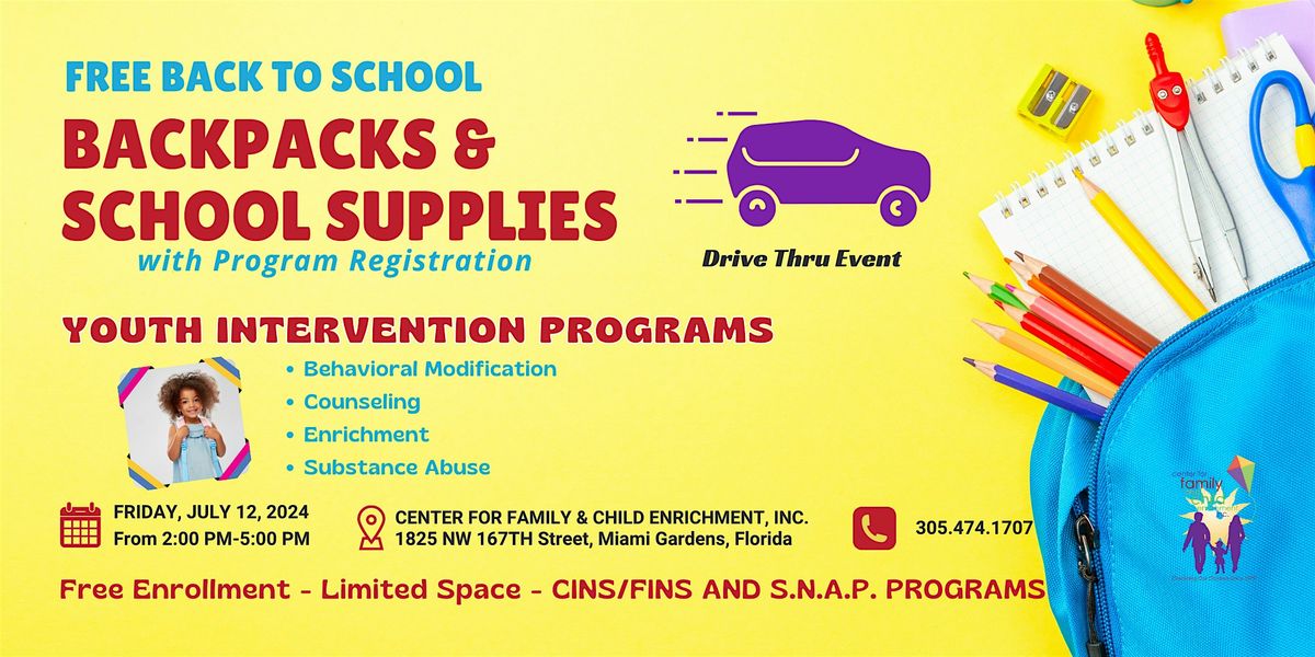 FREE School Backpack Giveaway  With Program Registration