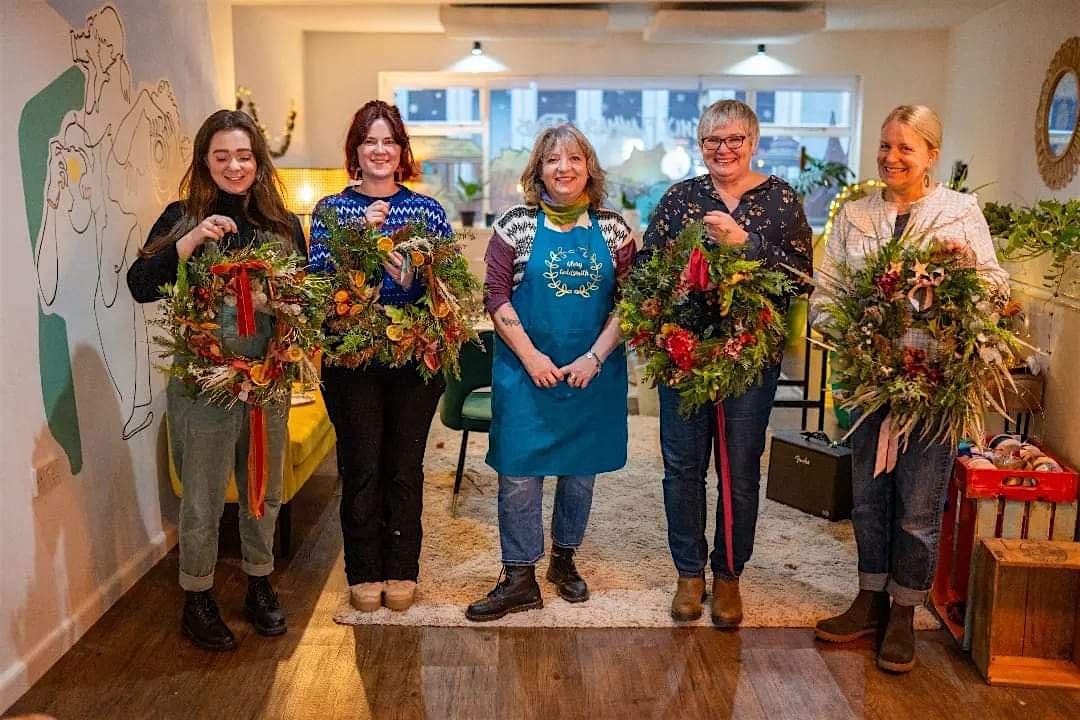 Christmas Wreath Workshop at Highly Flammable Studios, Shrewsbury