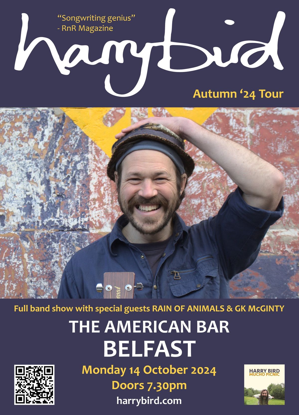 HARRY BIRD (full band) at The American Bar, Belfast + RAIN OF ANIMALS + GK McGINTY