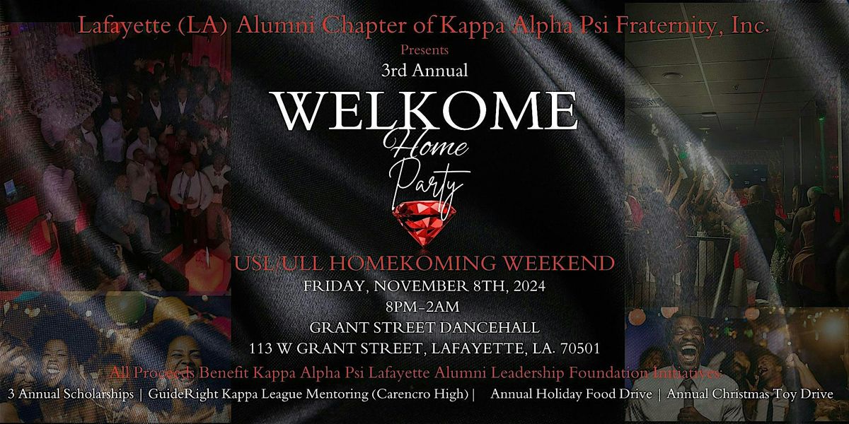 3rd Annual ULL HomeKoming Welkome Home Party and Kappagate Tailgate Party