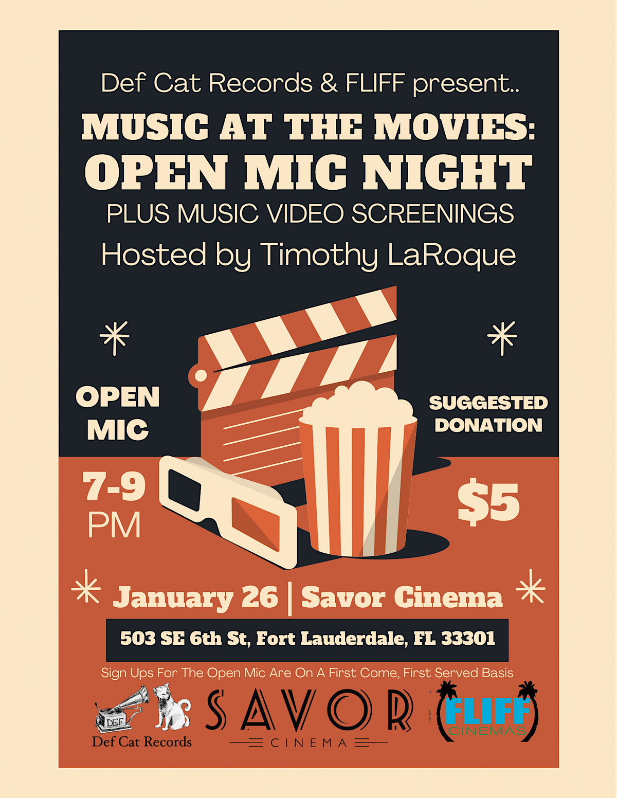 Music At The Movies Open Mic Savor Cinema (Hosted by Timothy LaRoque