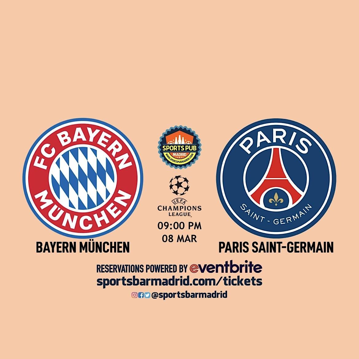 Bayern Munich v PSG | Champions League - Sports Pub San Mateo, Sports 