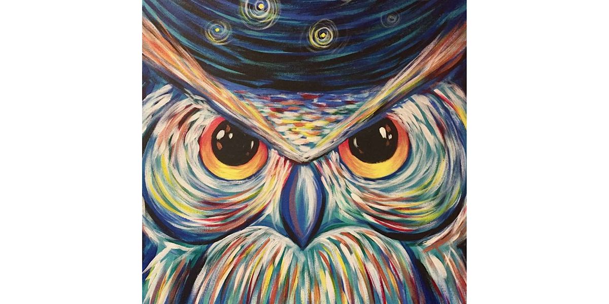 Night Sky in the Owl's Eyes - Paint and Sip by Classpop!\u2122