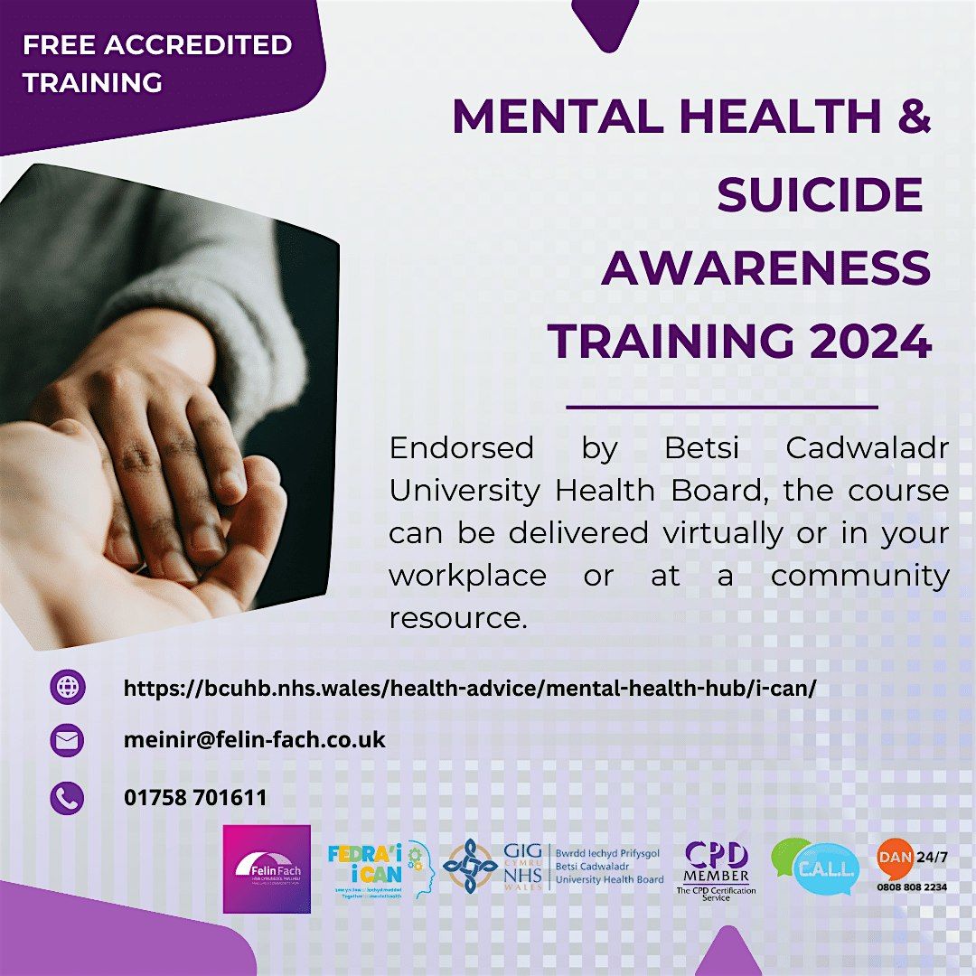 Hyfforddiant Codi Ymwybydd \/ Mental Health and Suicide Awareness Training
