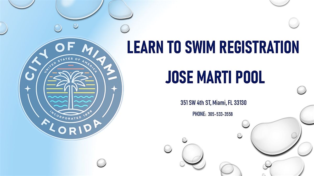 Jose Marti Pool Level 1 Swim Class Tues\/Thurs (6:00PM-6:45PM) October 2024