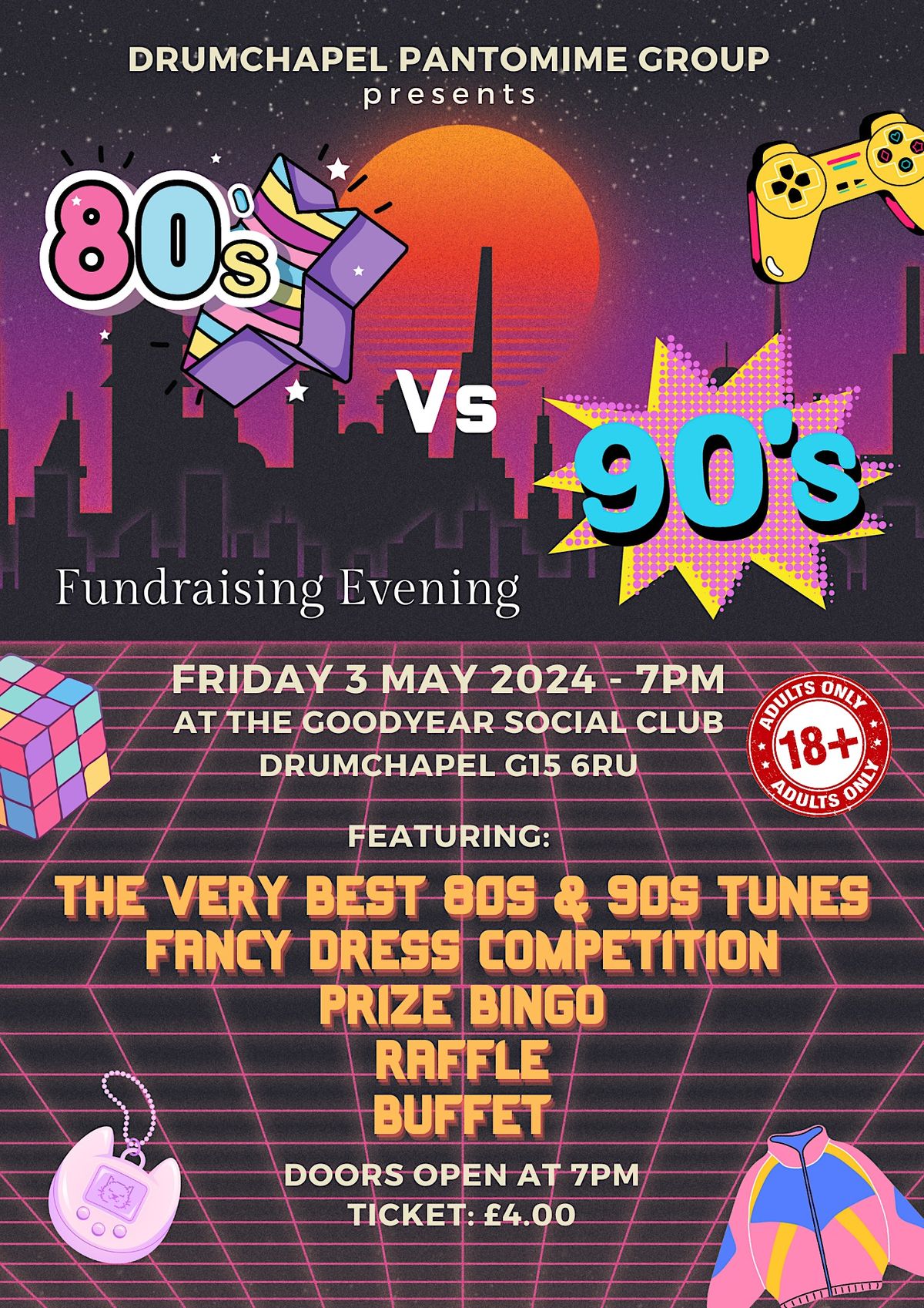 80s vs 90s fundraising night. Adults only