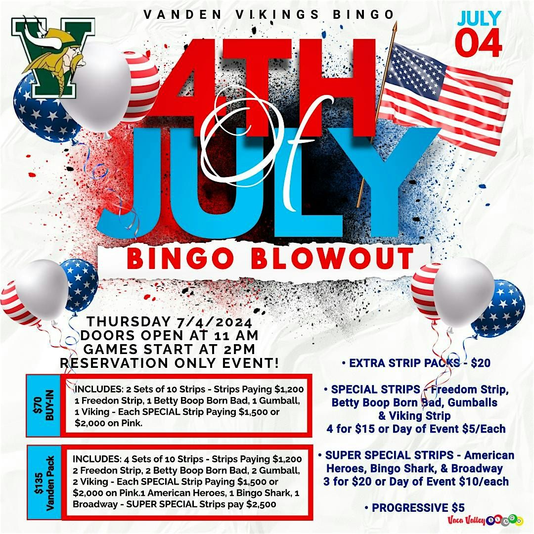 Fourth of July Bingo Blowout