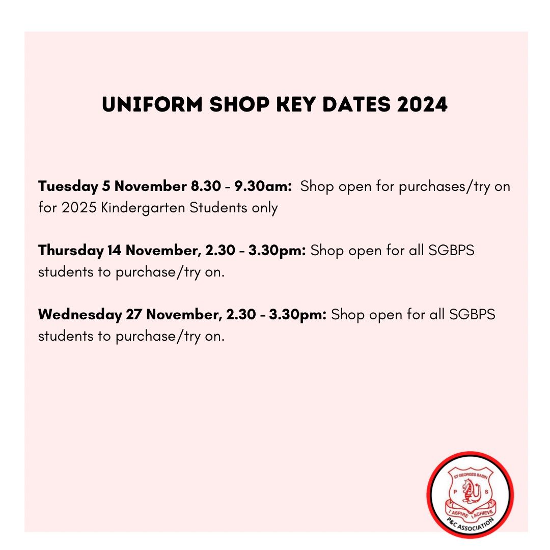 All School Uniform Shop open time