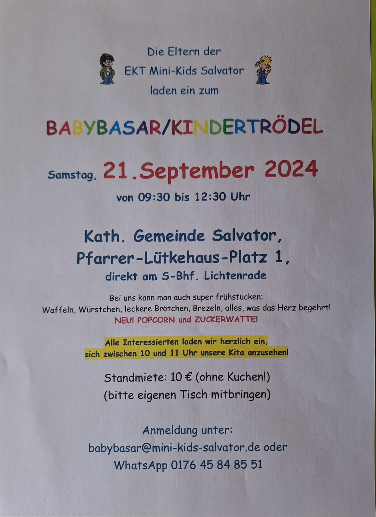 Babybasar und Kindertr\u00f6del bei den Mini-Kids Salvator 