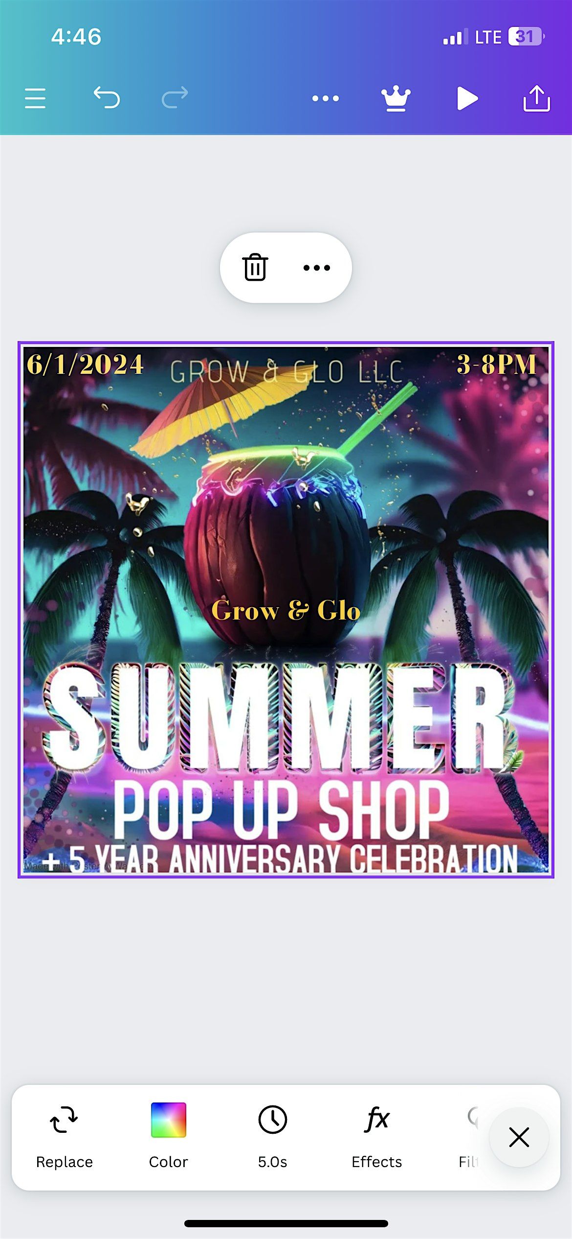 Grow & Glo 5th Anniversary Pop Up Party