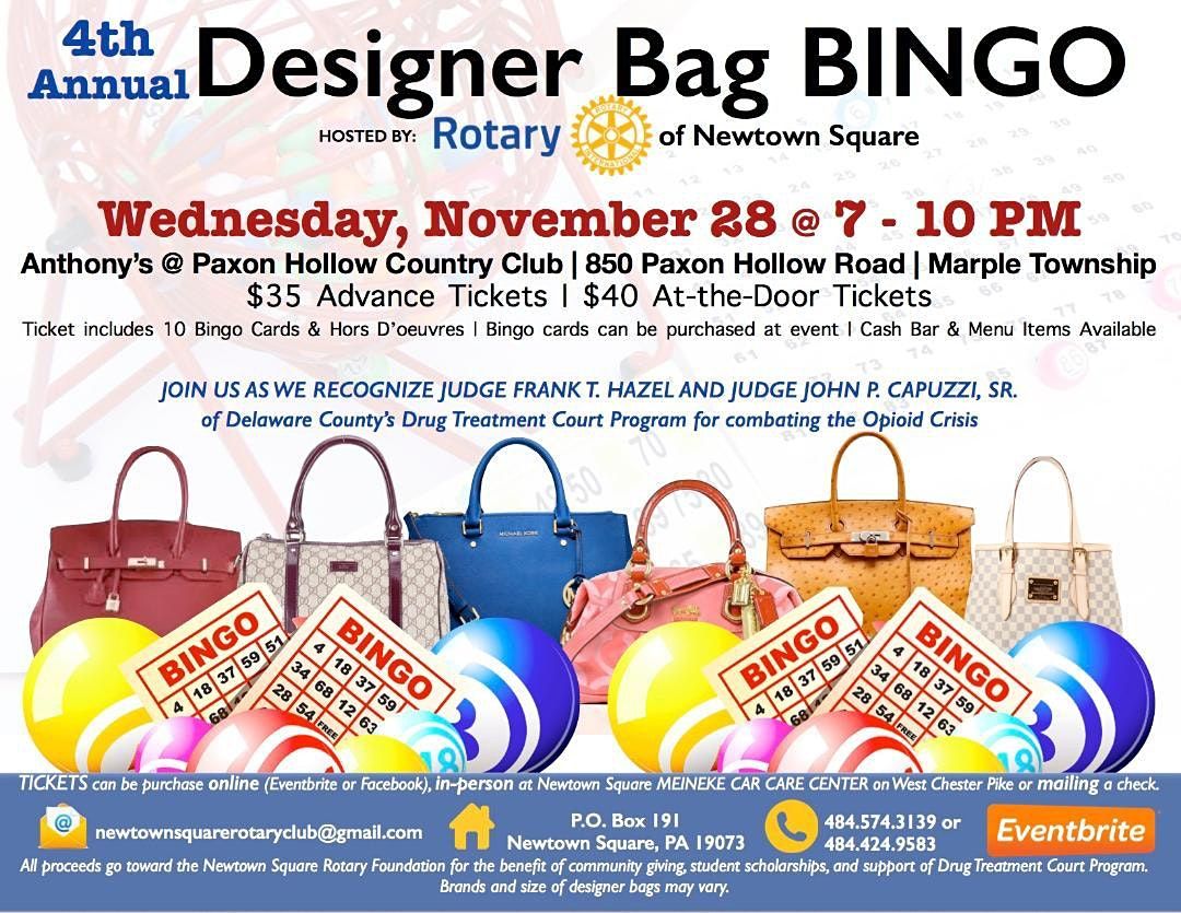 Designer Bag Bingo- August 28th, 2021