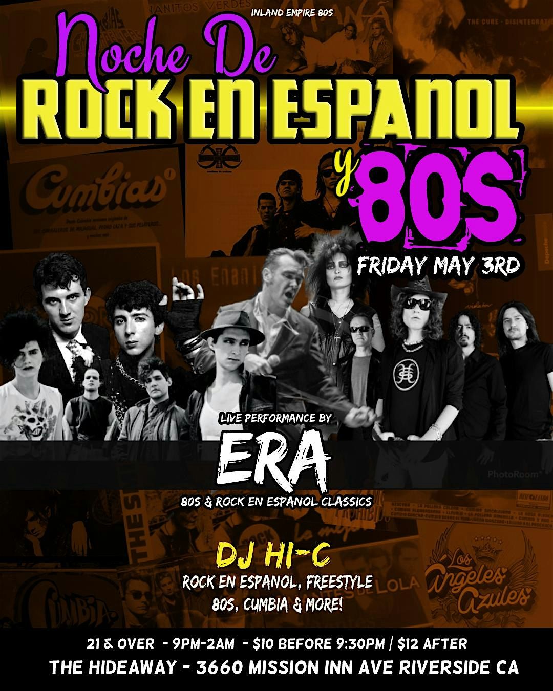 Live Rock en Espanol & 80s tribute in Riverside !