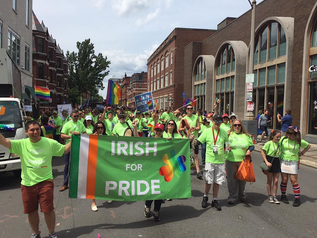 Irish for Pride Group marching in Boston Pride Parade 2023, Copley