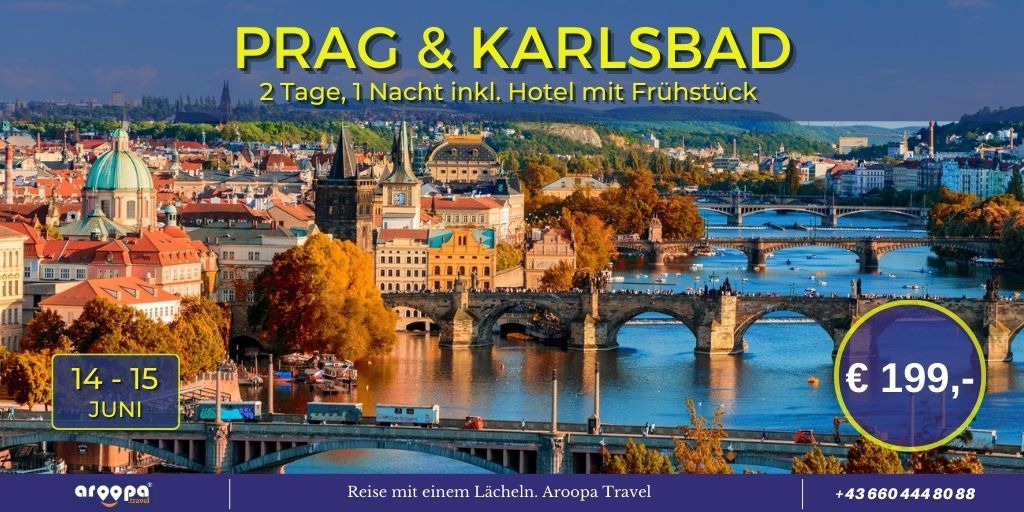 \ud83c\udde8\ud83c\uddffPRAG & KARLSBAD\ud83c\udde8\ud83c\uddff 2 Tage, 1 Nacht im Hotel inkl. Fr\u00fchst\u00fcck & Reiseleitung \u20ac 199,-