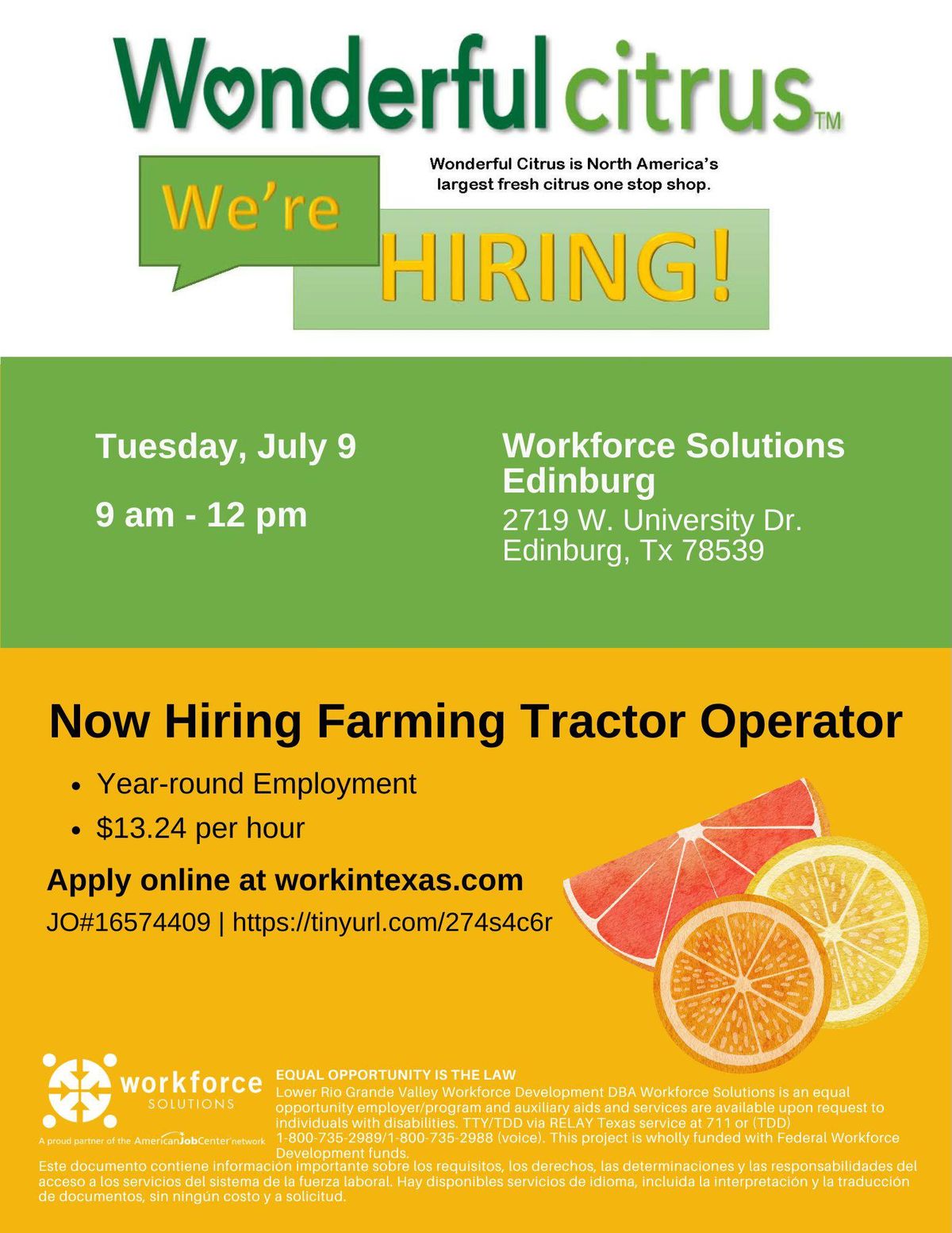 Wonderful Citrus Hiring Event