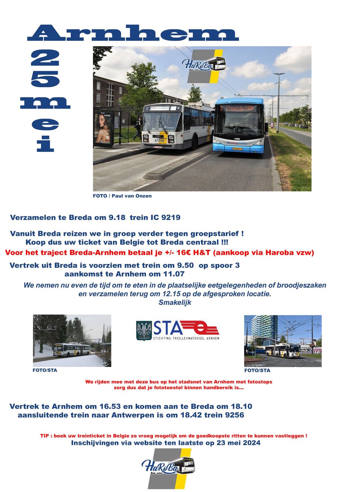Daguitstap naar Arnhem (trolleybussen)