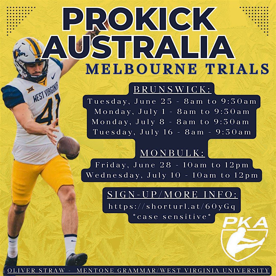Prokick Australia - MELBOURNE TRY-OUTS NFL *MULTIPLE SESSIONS*