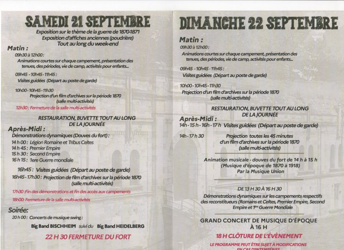 150e anniversaire du Fort Rapp-Moltke \u00e0 Reichstett les 21 et 22 septembre 2024 