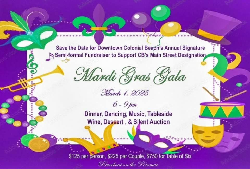 Downtown Colonial Beach 2nd Annual Mardi Gras Gala