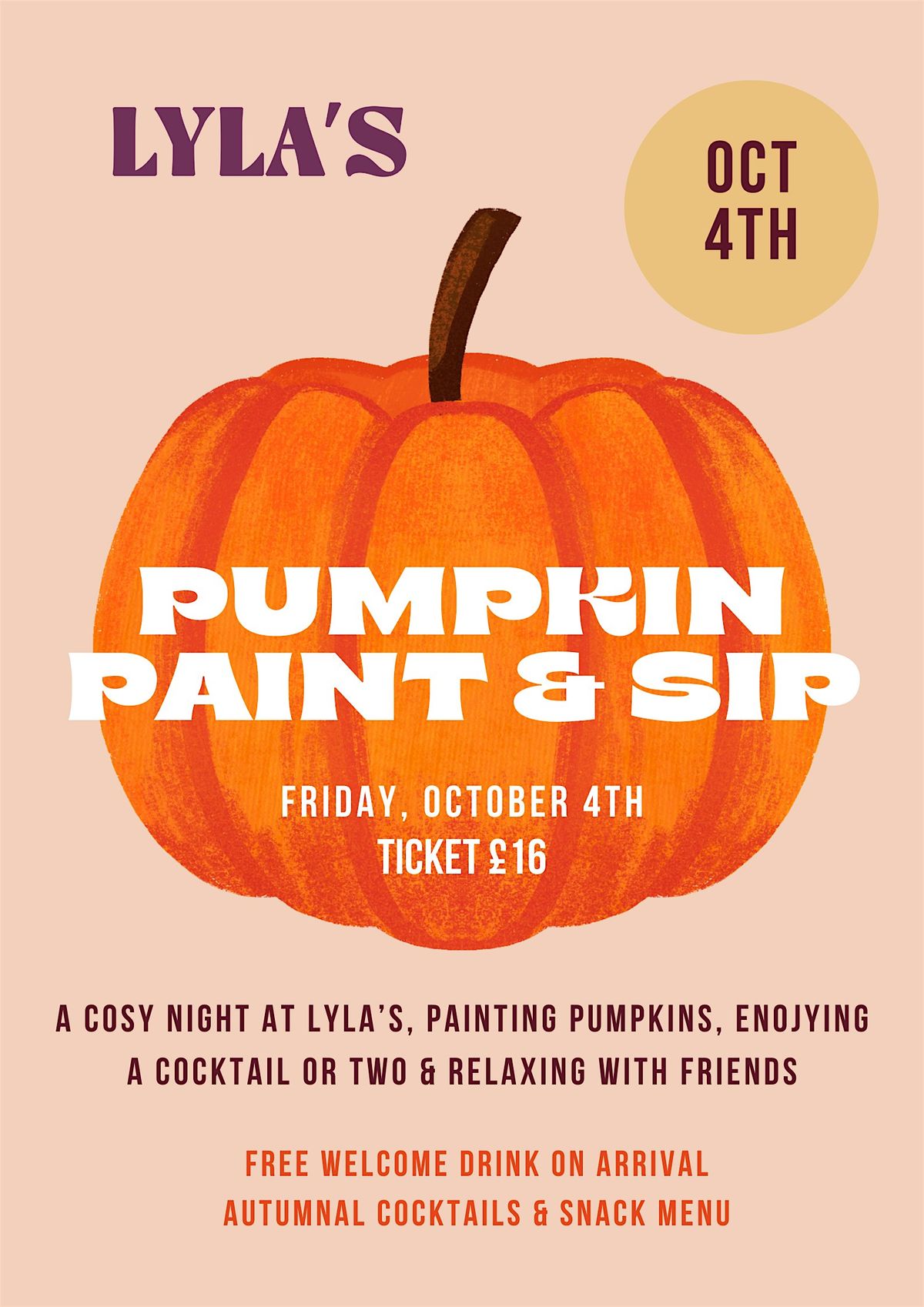 Second Date Added- Pumpkin Paint & Sip at Lyla's