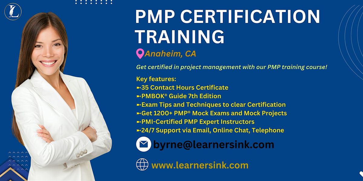 PMP Live Instructor Led Course Bootcamp in Anaheim, CA