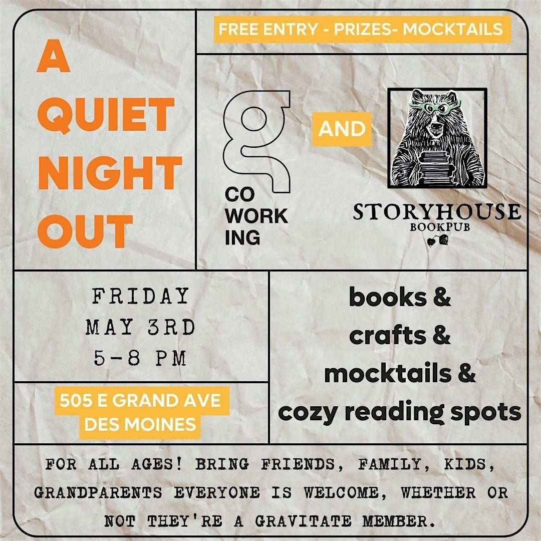 A Quiet Night Out with Gravitate Coworking and Storyhouse Bookpub