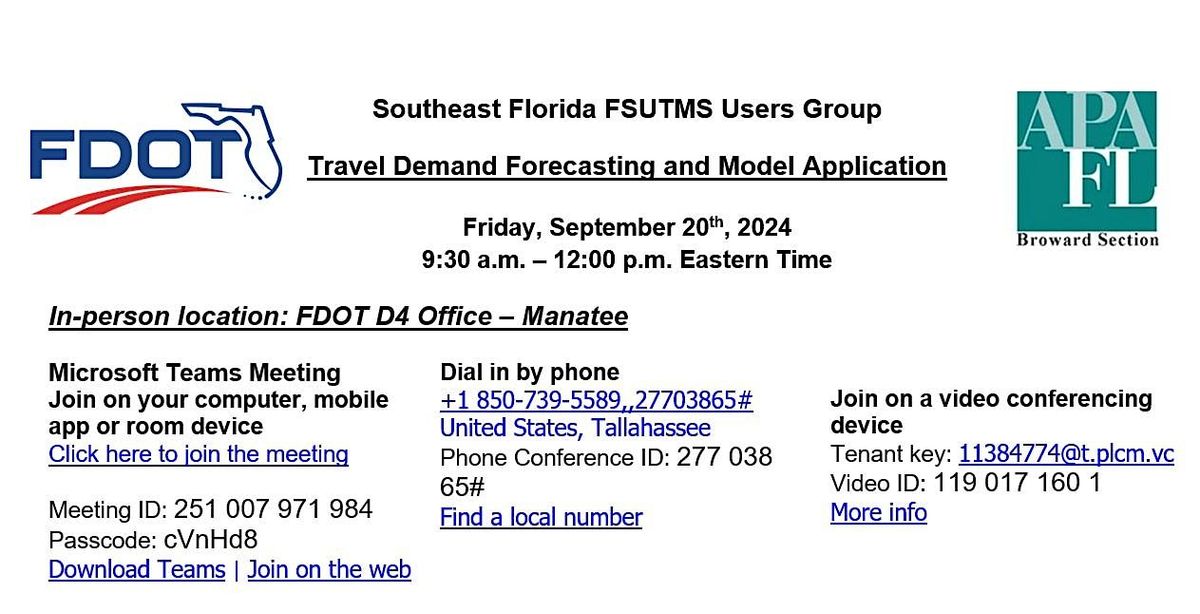 Southeast Florida FSUTMS Users Group Meeting - Sep 2024 - Hybrid Meeting