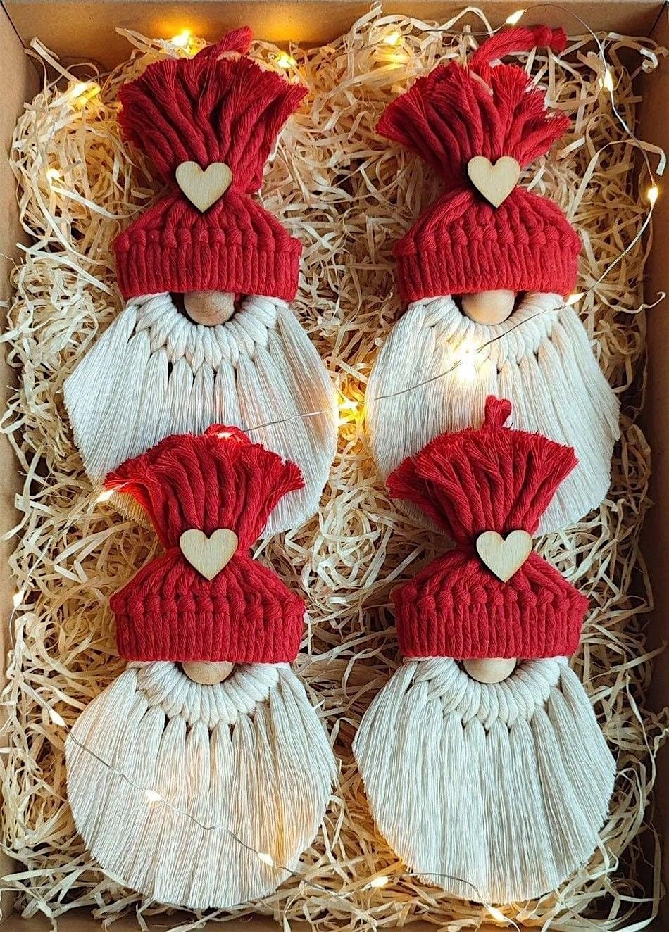 Macrame Santa Ornaments