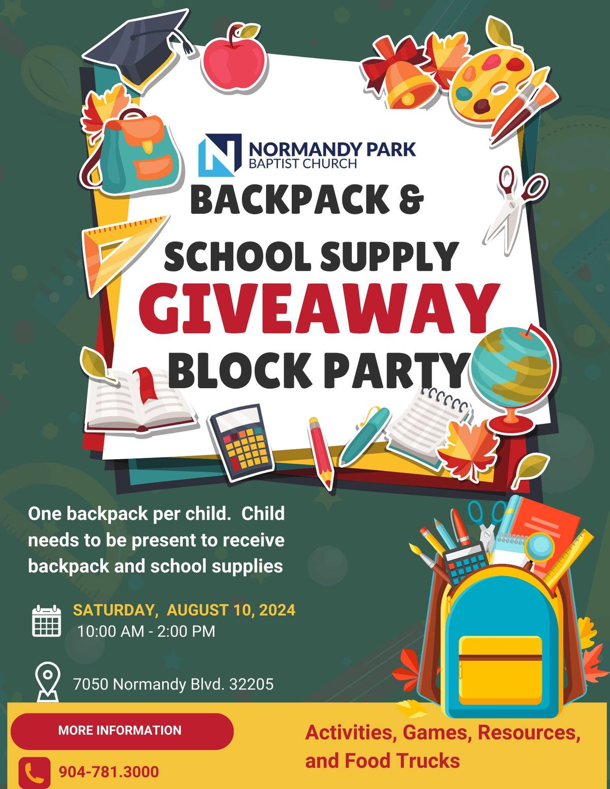 Backpack and School Supply Giveaway Block Party