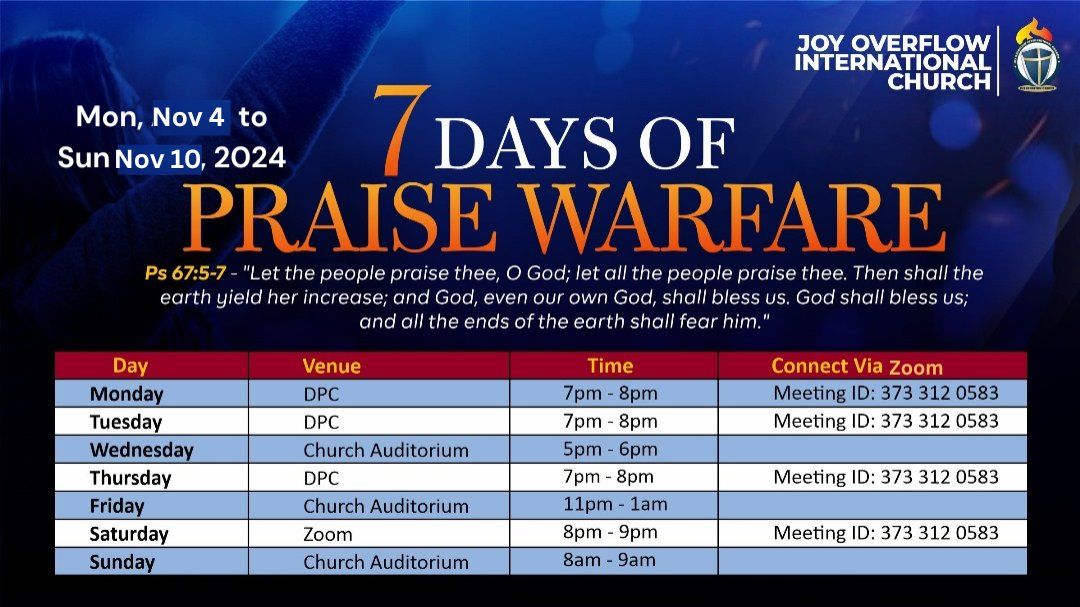 November 2024 Seven Days Of Praise!