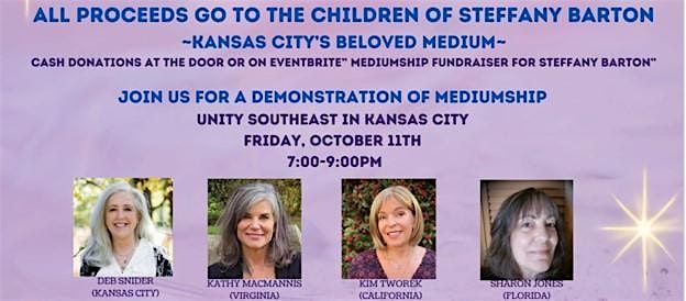 Mediumship demonstration fundraiser for Steffany Barton's children.