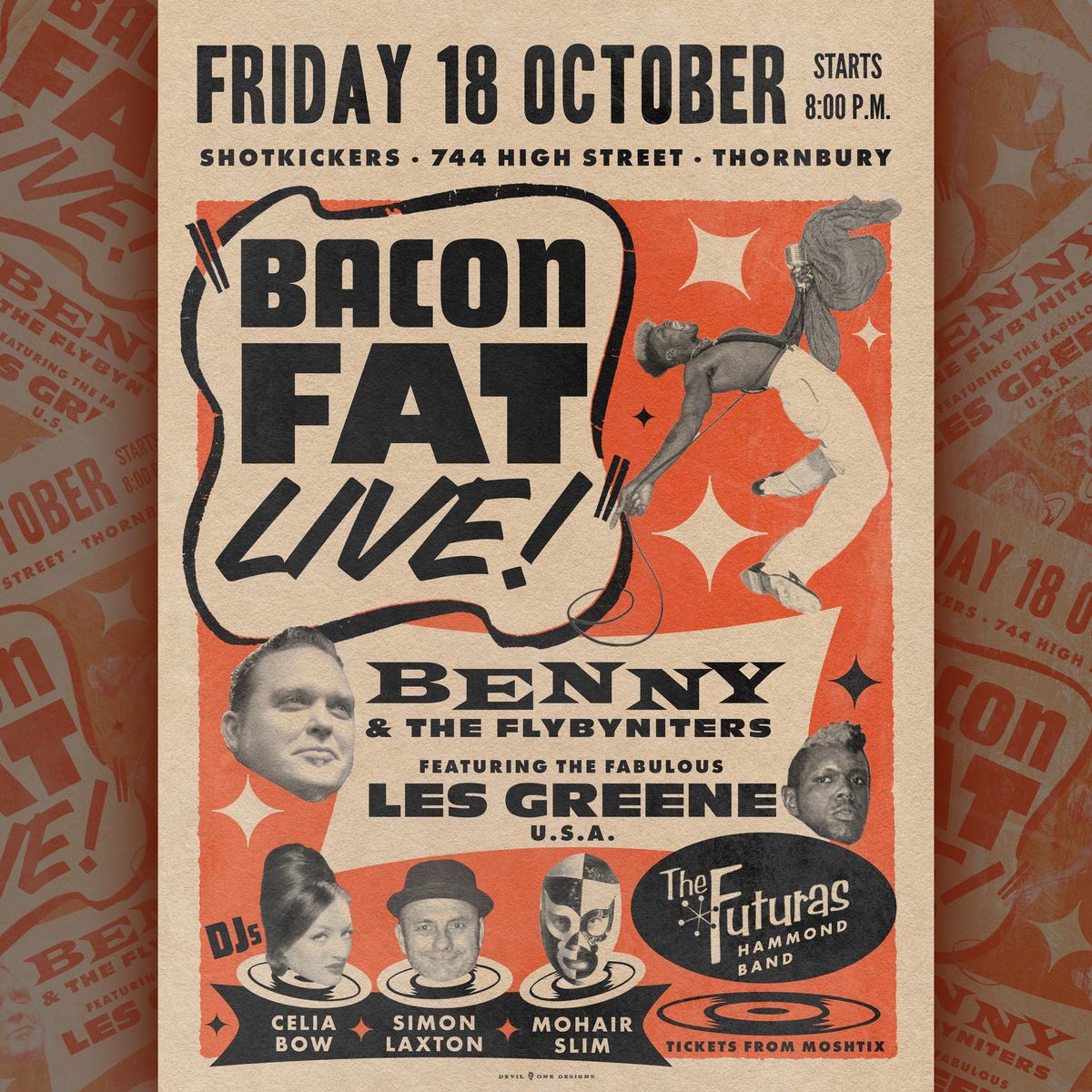 BACON FAT LIVE! Benny & The Flybyniters feat. Les Greene (USA) and The Futuras 