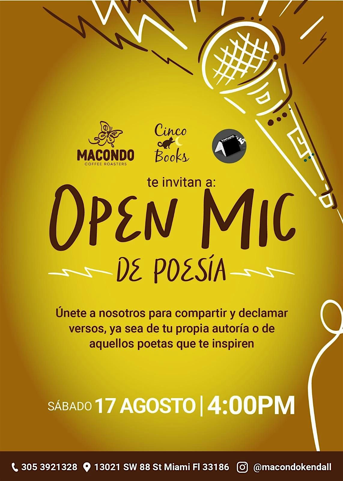 Open Mic Poes\u00eda en Macondo Kendall