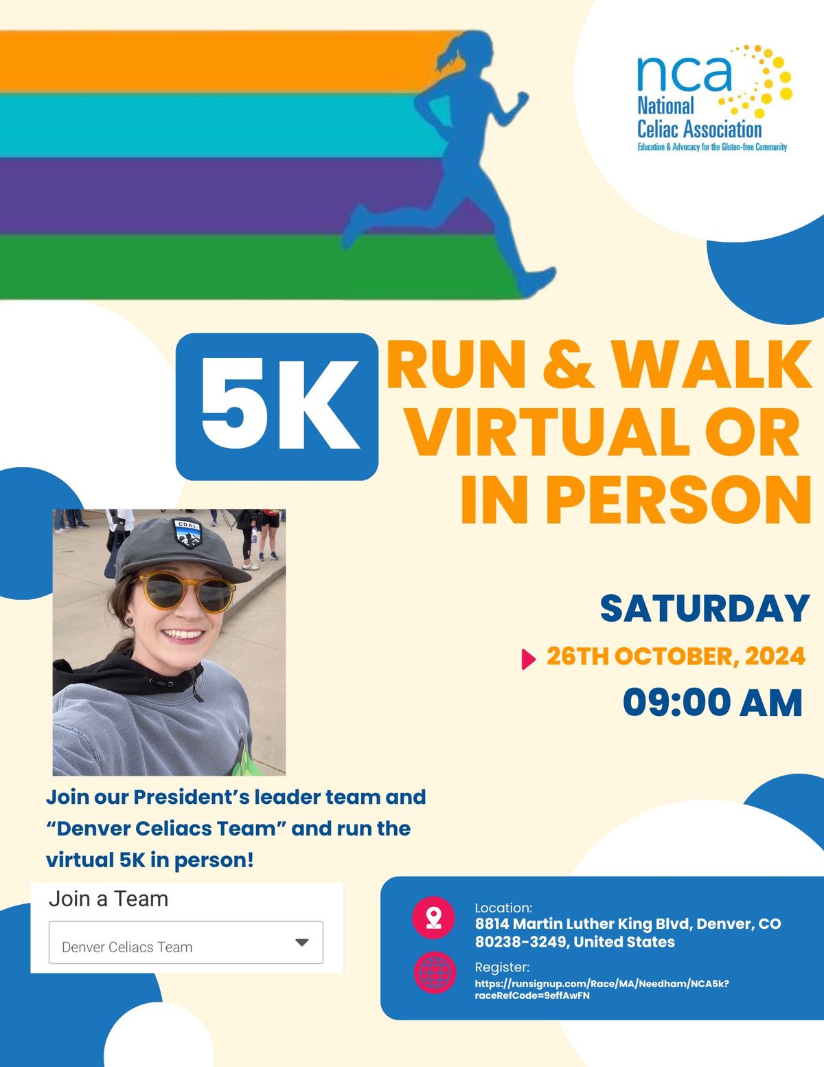 NCA Virtual 5K Fun Run\/Walk - Denver Celiac\u2019s Leader Team In Person Meet Up