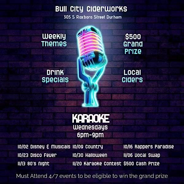 Wednesday Karaoke (Ciderworks Durham)