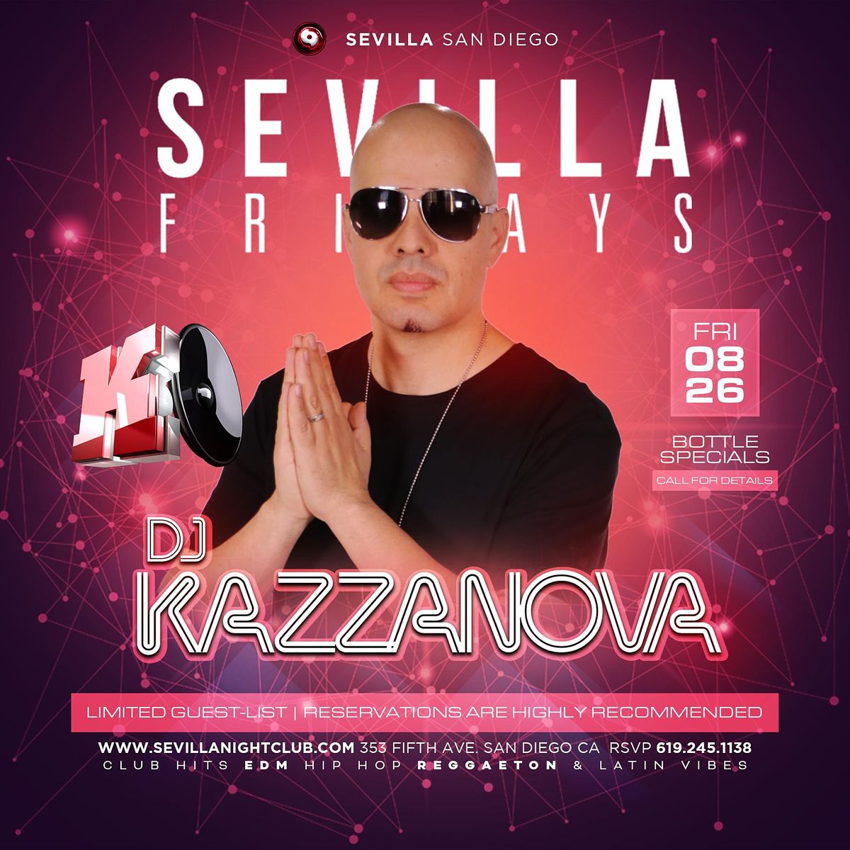 Sevilla Fridays - KAZZANOVA playing all club hits, top 40s & more.