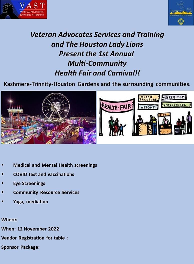 Vendors Wanted: Health Fair and Carnival Kashmere-Trinnity-Houston