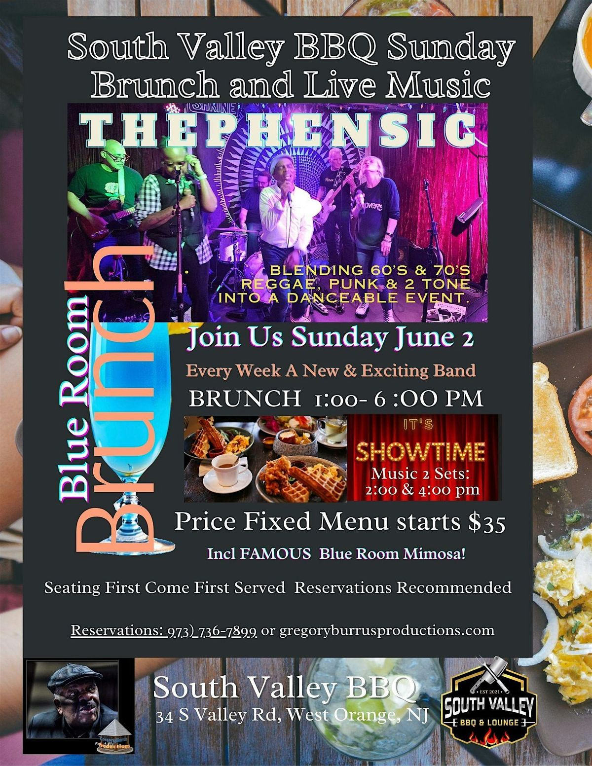 Sunday Blue Room Brunch feat ska\/reggae of The Phensic at South Valley BBQ