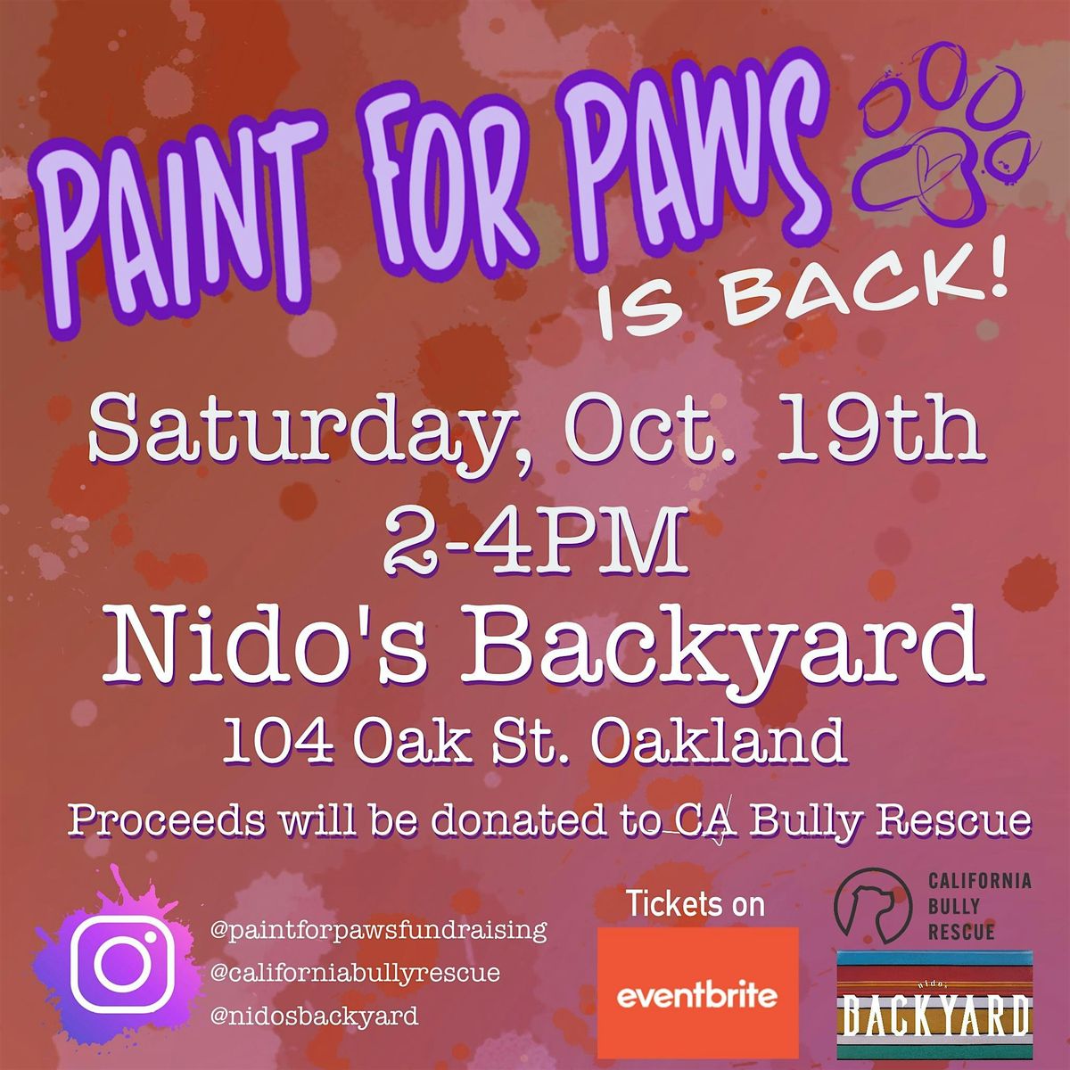 Paint for Paws Fundraising  at Nido's