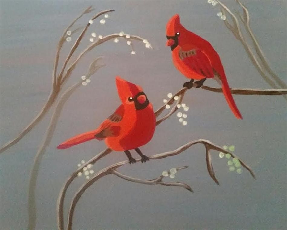 JN Long Art Center - "Cardinals and Berries"