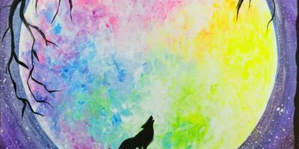 Howling Wolf, Vibrant Moon - Paint and Sip by Classpop!\u2122