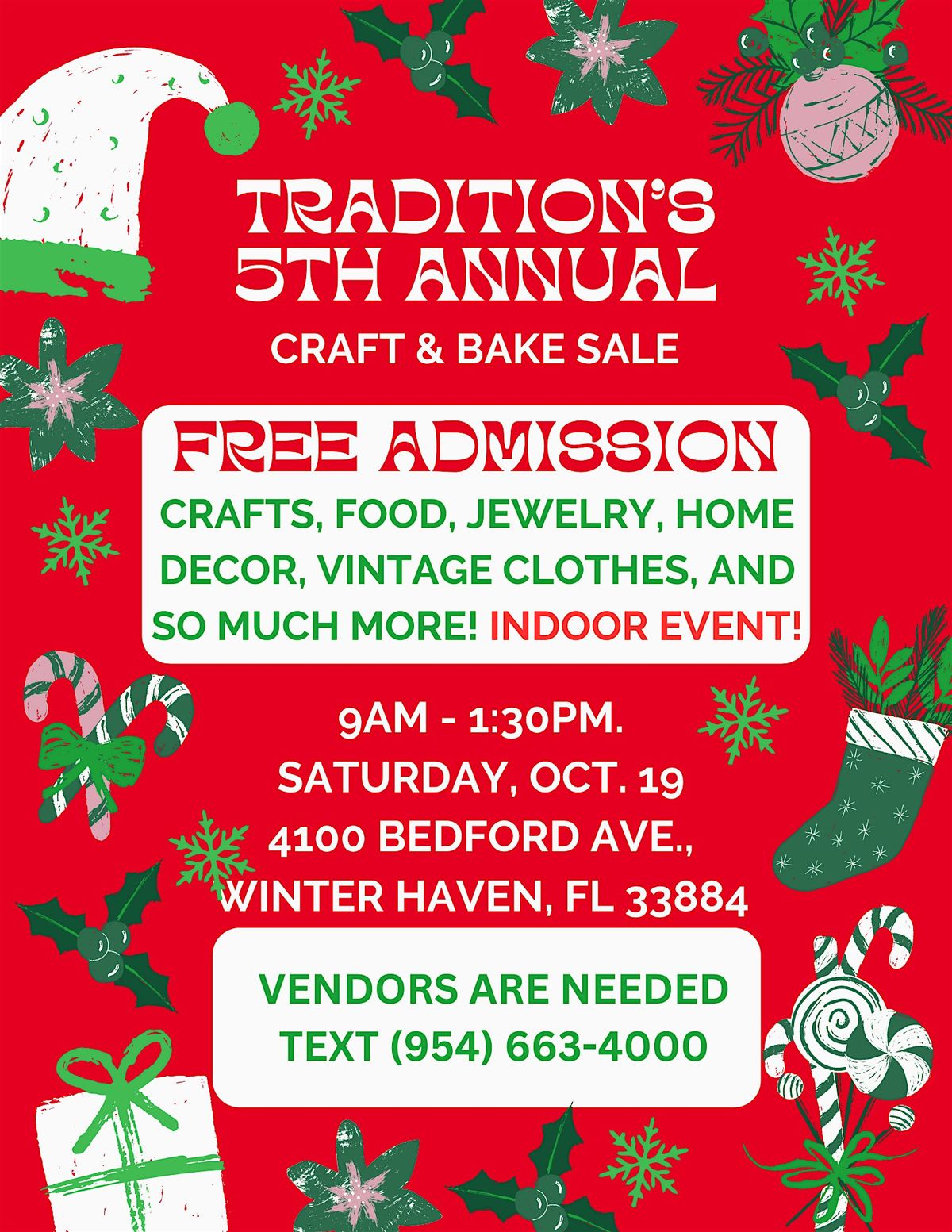 Tradition's 5th Anual Craft & Bake Sale