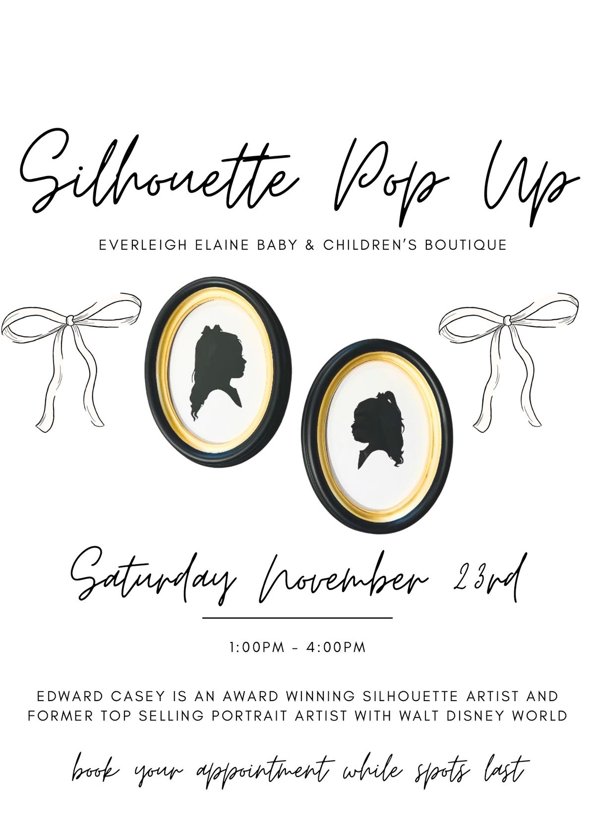 Everleigh Elaine Huntsville, AL hosting Silhouette Artist Edward Casey