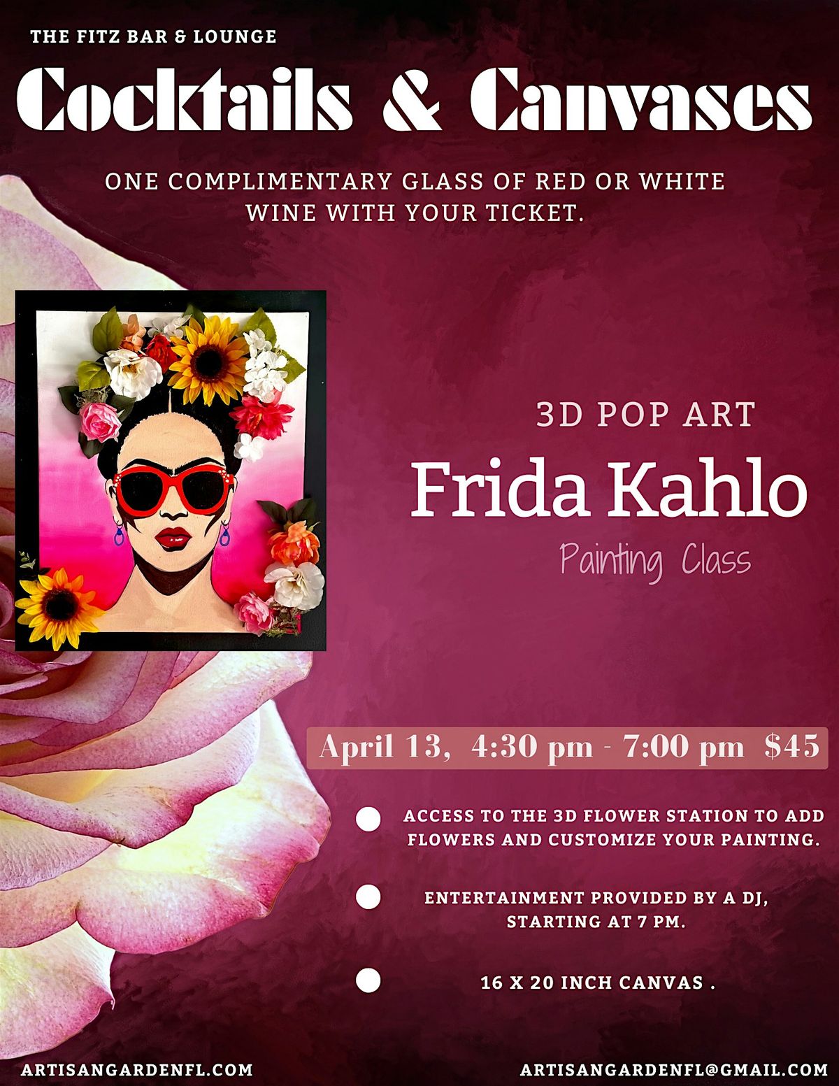 Frida Kahlo 3D Pop Art Class The Fitz Bar Lounge Fort Lauderdale frida-kahlo-3d-pop-art-class-the-fitz-bar-lounge-fort-lauderdale