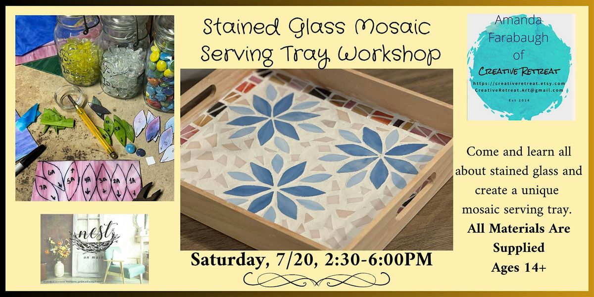 Stained Glass Mosaic Serving Tray Workshop w\/Amanda-Creative Retreat